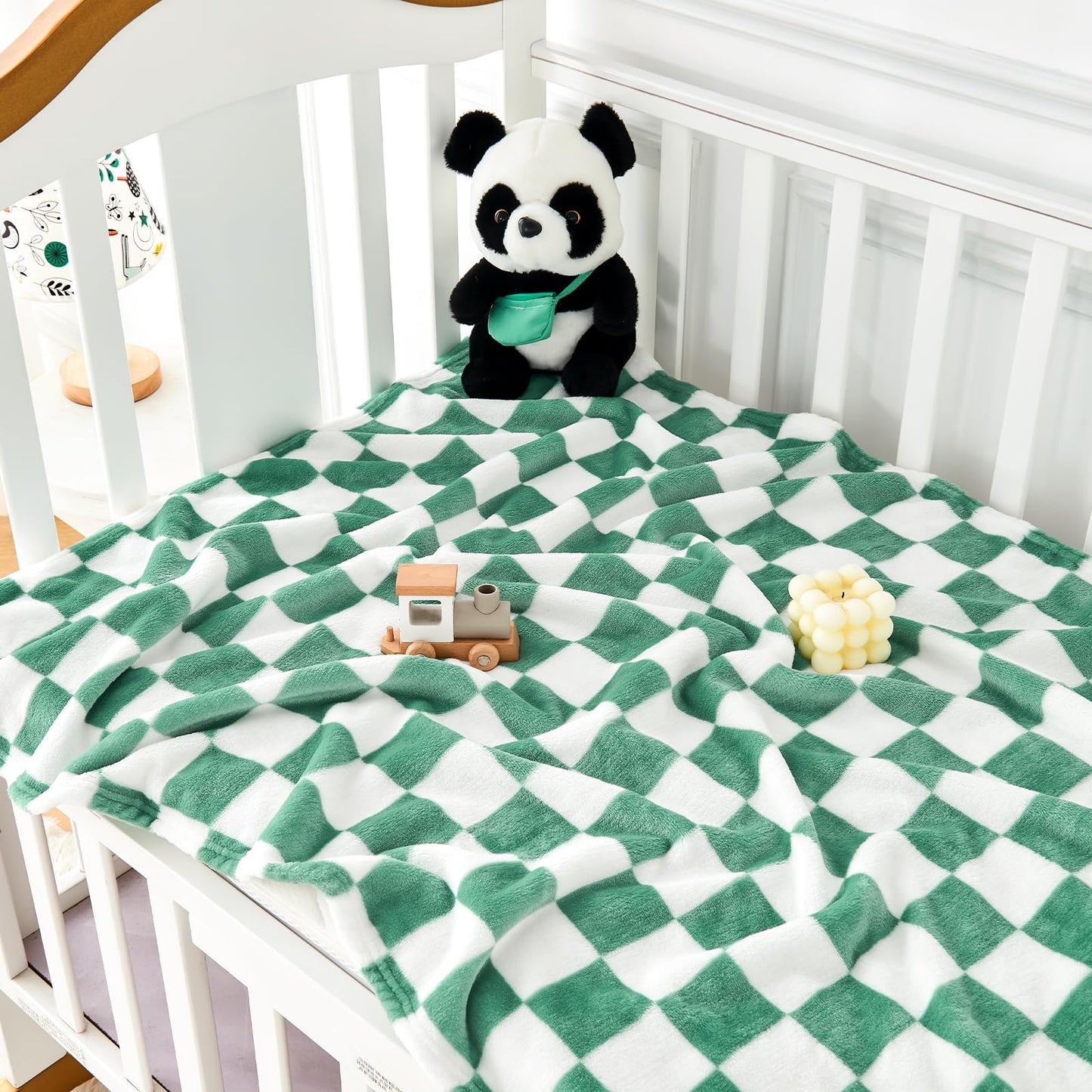 Yurhap Checkered Baby Blanket Fleece Baby Blankets for Boys, Ultra Soft Cozy Fluffy Infant Toddler Newborn Receiving Blankets for Crib Stroller, 30''x40'', Blue