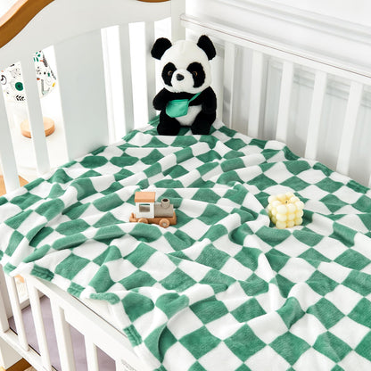 Yurhap Checkered Baby Blanket Fleece Baby Blankets for Boys, Ultra Soft Cozy Fluffy Infant Toddler Newborn Receiving Blankets for Crib Stroller, 30''x40'', Blue
