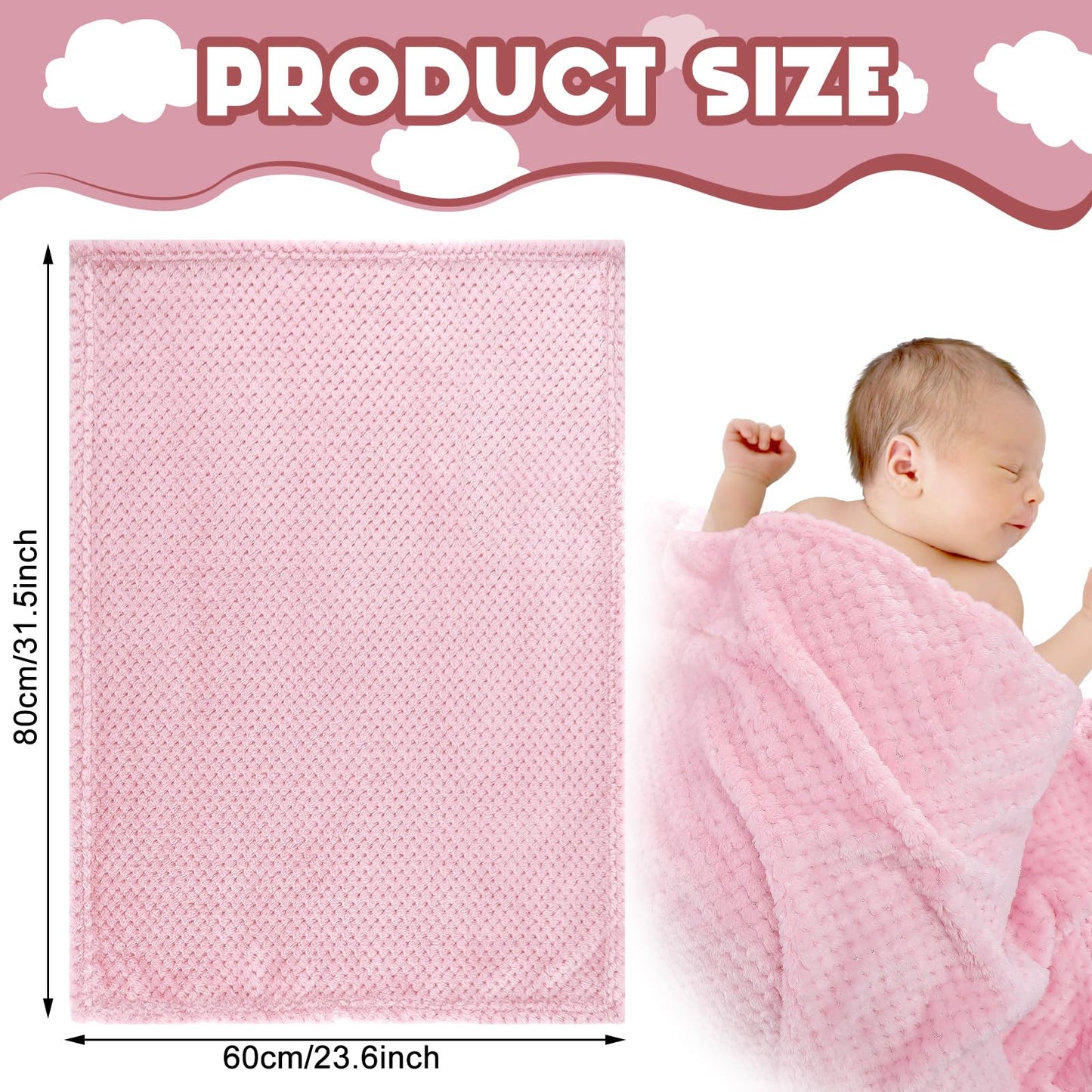 Frienda 4 Pcs Baby Fuzzy Blanket Fluffy Baby Blanket for Boys Girls Soft Warm Infant Newborn Toddler Receiving Nursery Bed Supplies, 32 x 24 Inch(Pink Color)