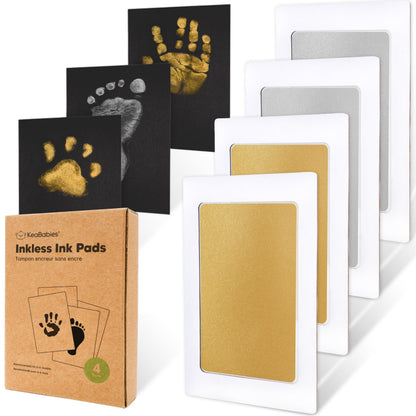 4-Pack Inkless Baby Hand and Footprint Kit - Mess Free Ink Pad for Newborn Keepsake, Dog Nose & Paw Print Kit, Clean Touch Ink Pad for Baby Hand & Footprints, First Mother's Day (Jet Black)