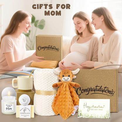 New Mom Gifts & Baby Girl Gift Set for Newborn,Baby Girl Gift Basket with Baby Milestone Blanket,Pregnancy Gifts for Expecting Mom,New Mom Care Package After Baby, Pregnancy Gifts for Women and Baby