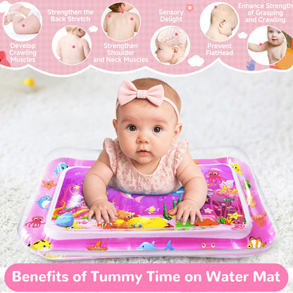 Yeeeasy Tummy Time Water Mat丨Inflatable Tummy Time Water Play Mat for Babies, Infants and Toddlers 3 to 24 Months Promote Development Toys Baby Toys essentials and Gifts