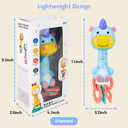 Musical Baby Rattle Toy, Soft Silicone Infant Teething Light-Up Rattle for Sensory Development, Easy Grasp Newborn Toy for 0-3-6-12 Months, Safe Early Learning Gift for Boys Girls
