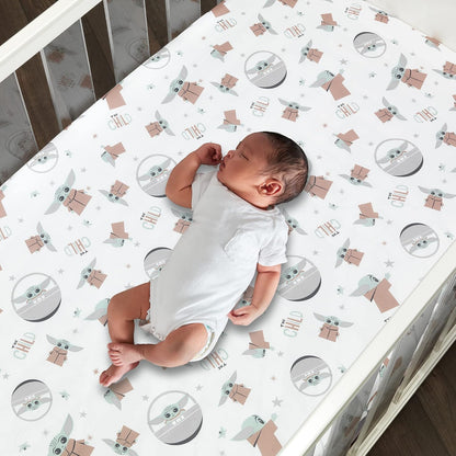 Lambs & Ivy Disney Baby Forever Mickey Mouse White Fitted Crib Sheet