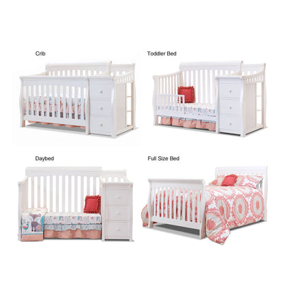 Sorelle Furniture Princeton Elite Crib and Changer Classic -in- Convertible Diaper Changing Table Made of Pine Wood Non-Toxic Wooden Baby Bed Toddler Childs Daybed Full-Size Nursery - Weathered Grey