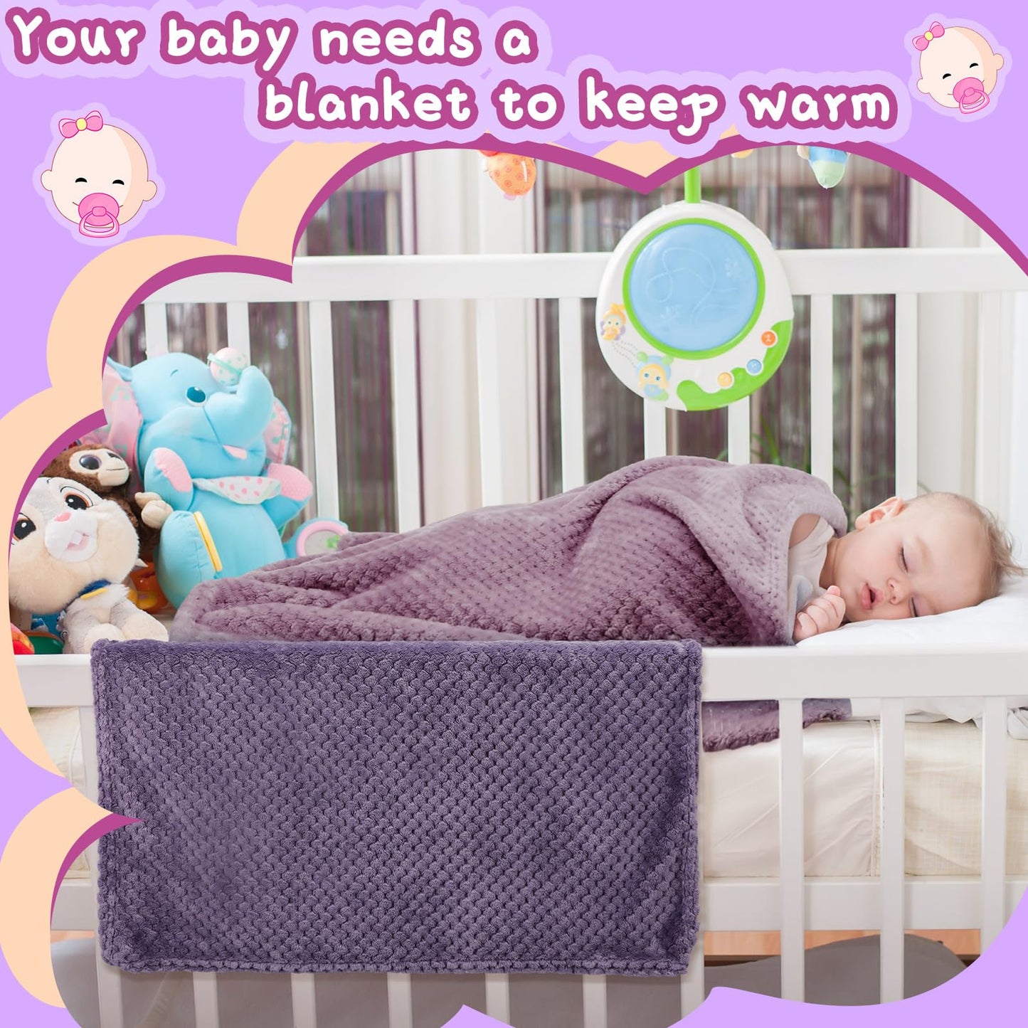 Frienda 4 Pcs Baby Fuzzy Blanket Fluffy Baby Blanket for Boys Girls Soft Warm Infant Newborn Toddler Receiving Nursery Bed Supplies, 32 x 24 Inch(Pink Color)