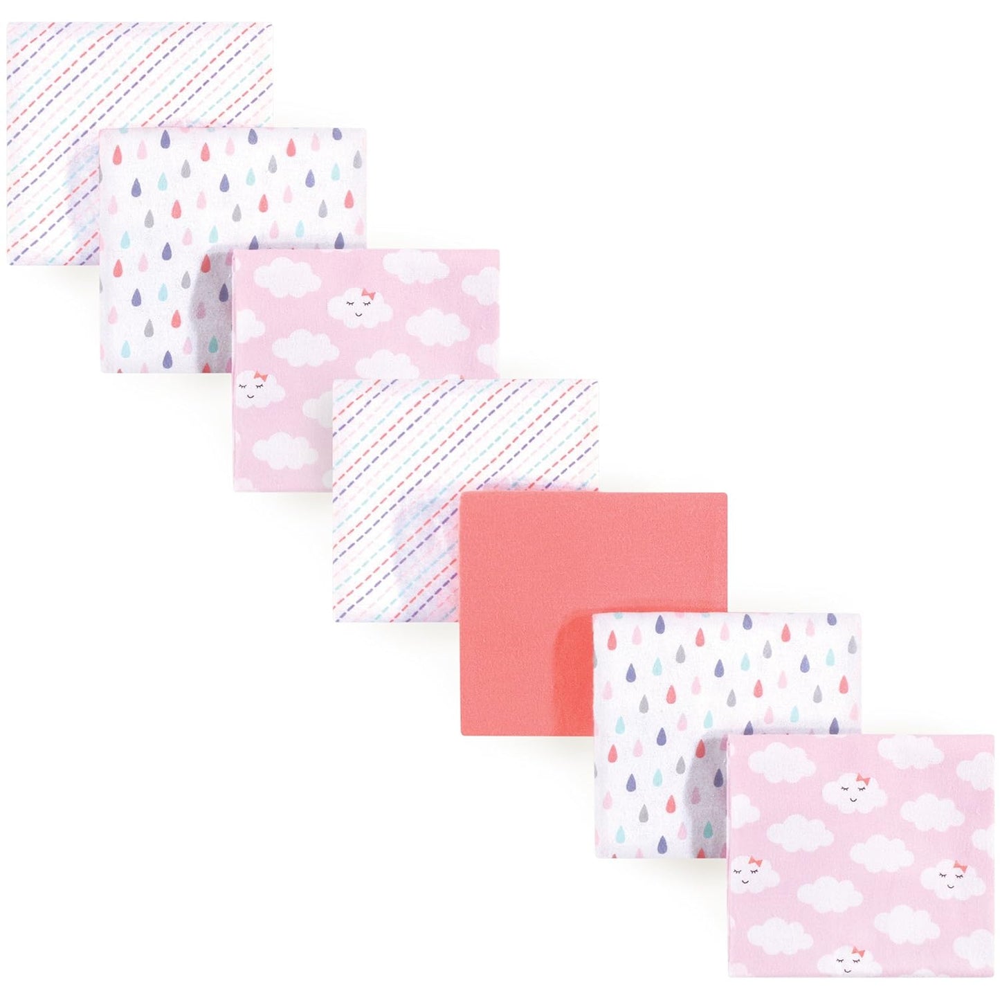 Luvable Friends Unisex Baby Cotton Flannel Receiving Blankets, Rainbow 7-Pack, One Size