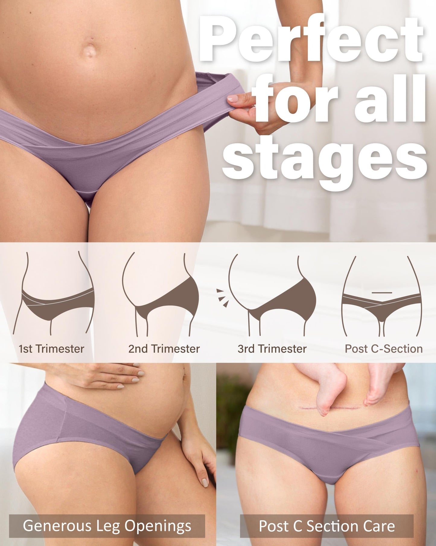 Intimate Portal Cotton Maternity Underwear Under the Bump Pregnancy Postpartum Bikini Panties