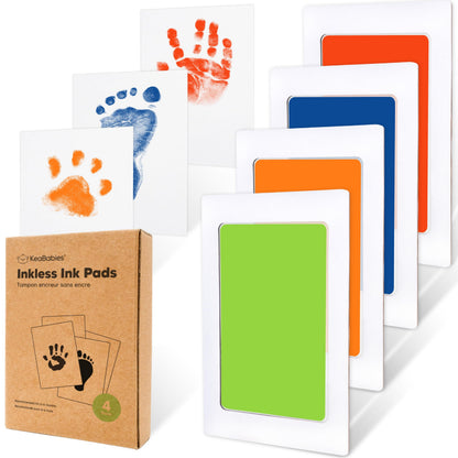 4-Pack Inkless Baby Hand and Footprint Kit - Mess Free Ink Pad for Newborn Keepsake, Dog Nose & Paw Print Kit, Clean Touch Ink Pad for Baby Hand & Footprints, First Mother's Day (Jet Black)