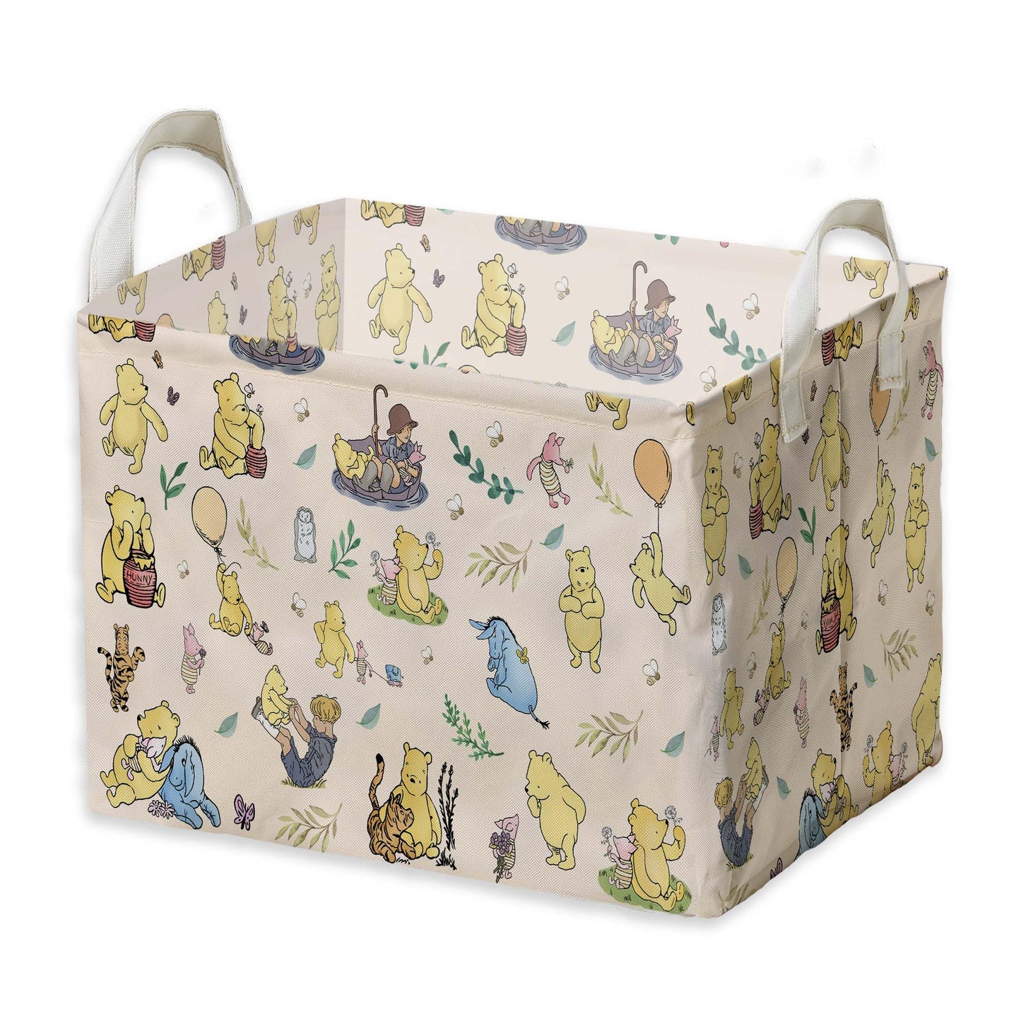 Winnie Nursery Decor, the Pooh Baby Stuff, Winnie Storage Nursery Basket, Large squarecanvas Laundry Hamper With A Waterproof PECoating, Foldable, Toys Bin, Baby Nursery HamperDecor, Star
