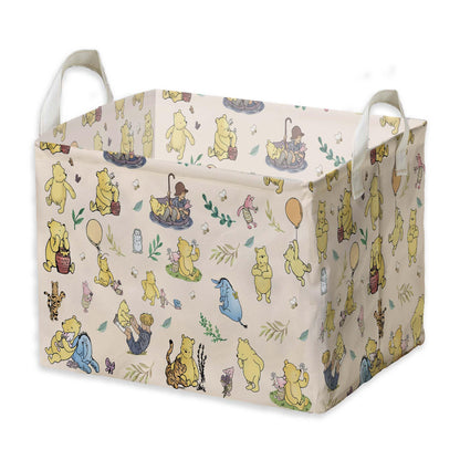 Winnie Nursery Decor, the Pooh Baby Stuff, Winnie Storage Nursery Basket, Large squarecanvas Laundry Hamper With A Waterproof PECoating, Foldable, Toys Bin, Baby Nursery HamperDecor, Star