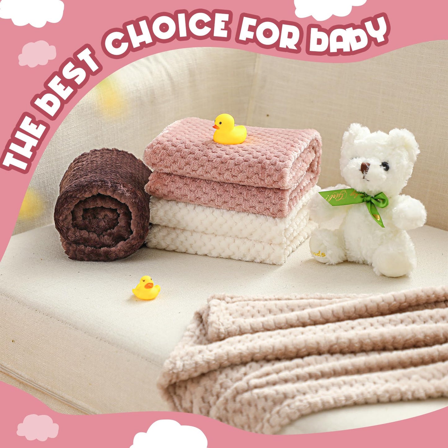 Frienda 4 Pcs Baby Fuzzy Blanket Fluffy Baby Blanket for Boys Girls Soft Warm Infant Newborn Toddler Receiving Nursery Bed Supplies, 32 x 24 Inch(Pink Color)