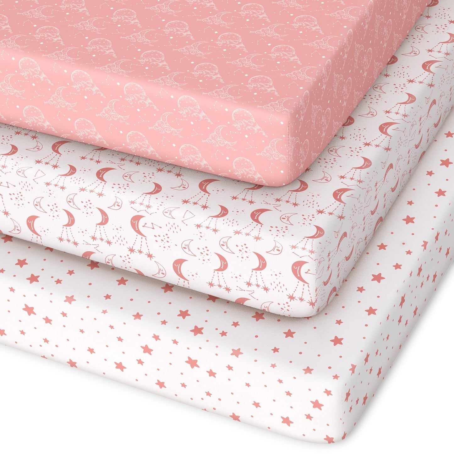 Unnivoll Baby Crib Sheets for Boys Girls, 28x52x8in Fitted Crib Sheet Neutral 3 Pack for Standard Crib and Toddler Mattress, Breathable Soft Microfiber Baby Sheet Blue Gray Planet