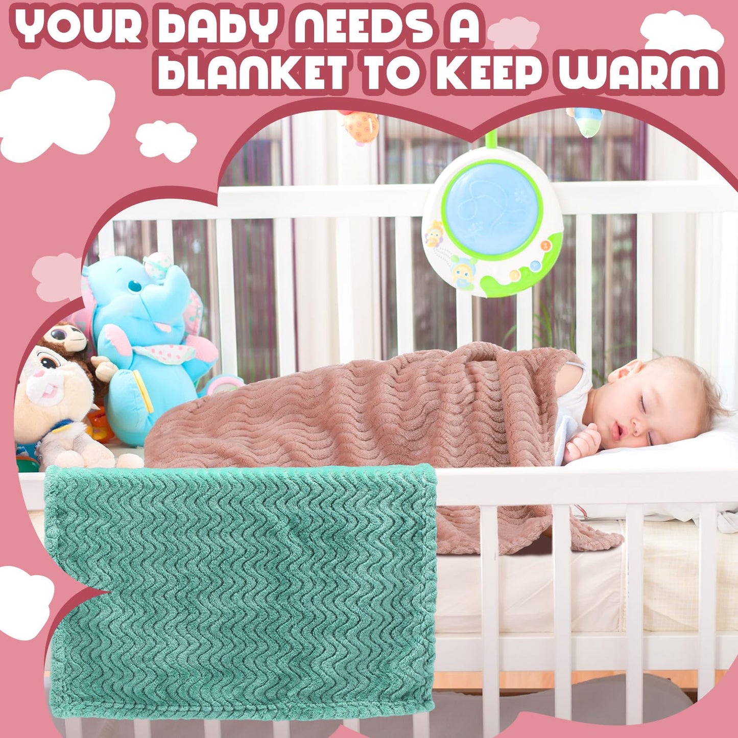 Frienda 4 Pcs Baby Fuzzy Blanket Fluffy Baby Blanket for Boys Girls Soft Warm Infant Newborn Toddler Receiving Nursery Bed Supplies, 32 x 24 Inch(Pink Color)