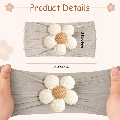 CÉLLOT 5 Pcs Baby Flower Headbands Baby Girls Nylon Headbands Soft Hairbands Hair Accessories for Newborn Infant Toddler Kids