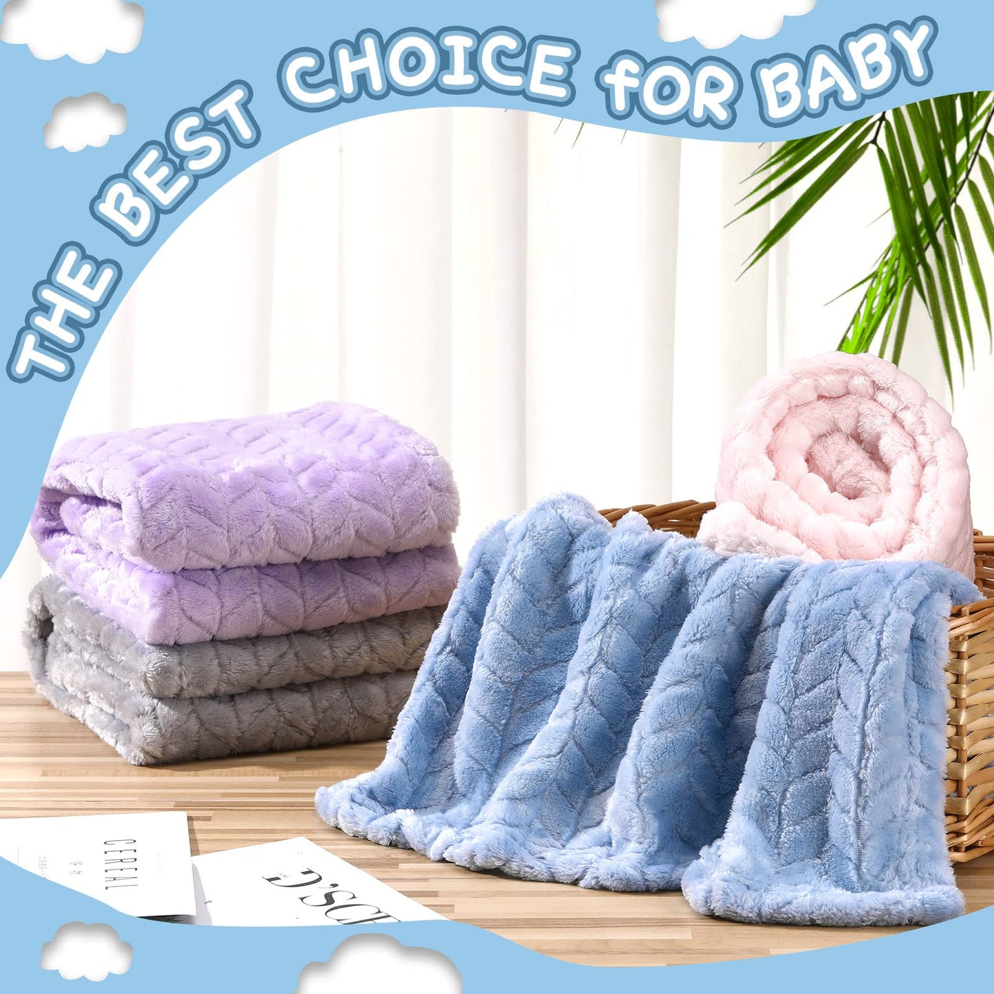 Frienda 4 Pcs Baby Fuzzy Blanket Fluffy Baby Blanket for Boys Girls Soft Warm Infant Newborn Toddler Receiving Nursery Bed Supplies, 32 x 24 Inch(Pink Color)