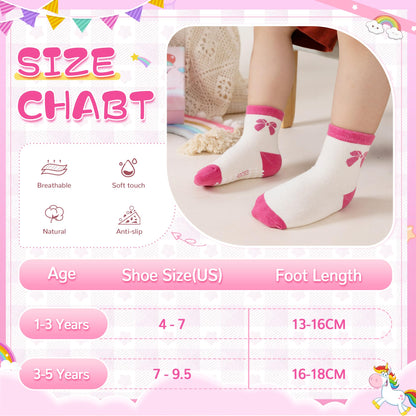 Toddler Non Slip Grips Socks Kids Anti Skid Baby Boys Girls Cotton Crew Socks 12 Pairs