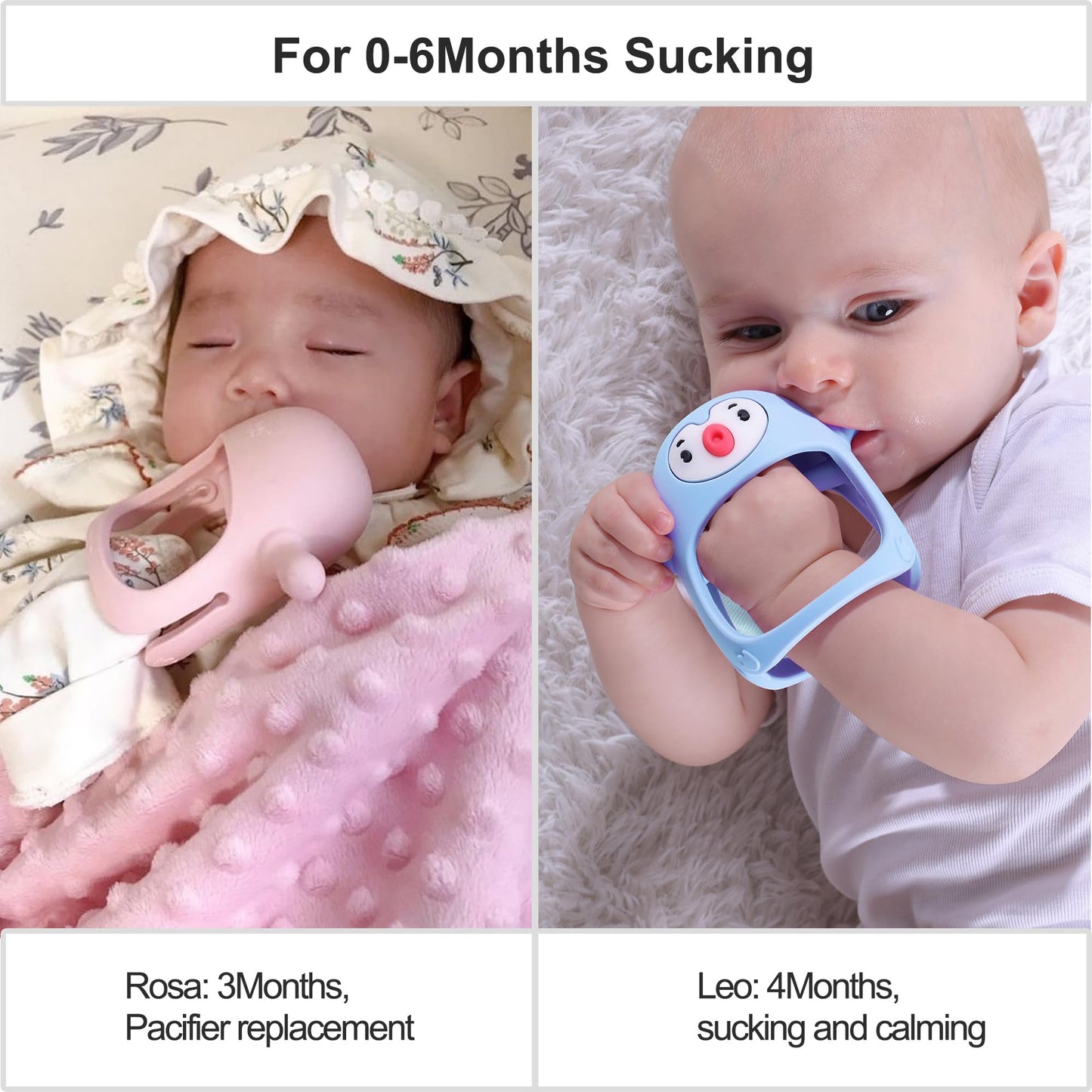 Smily Mia Penguin Teethers, Silicone TeethingToys for Babies 0-6Months, Baby Teethers for 3-6Months, Hand Teether for Infants, Teething/Teether Pacifiers for Infants, Light Purple