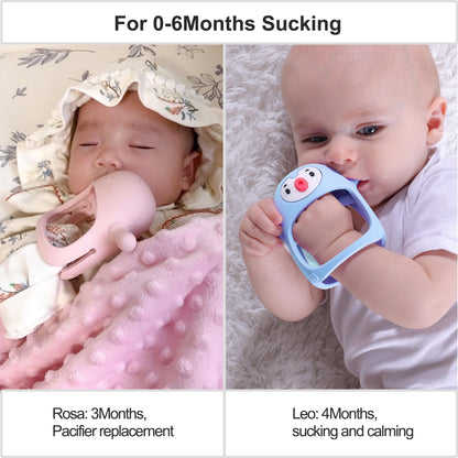 Smily Mia Penguin Teethers, Silicone TeethingToys for Babies 0-6Months, Baby Teethers for 3-6Months, Hand Teether for Infants, Teething/Teether Pacifiers for Infants, Light Purple