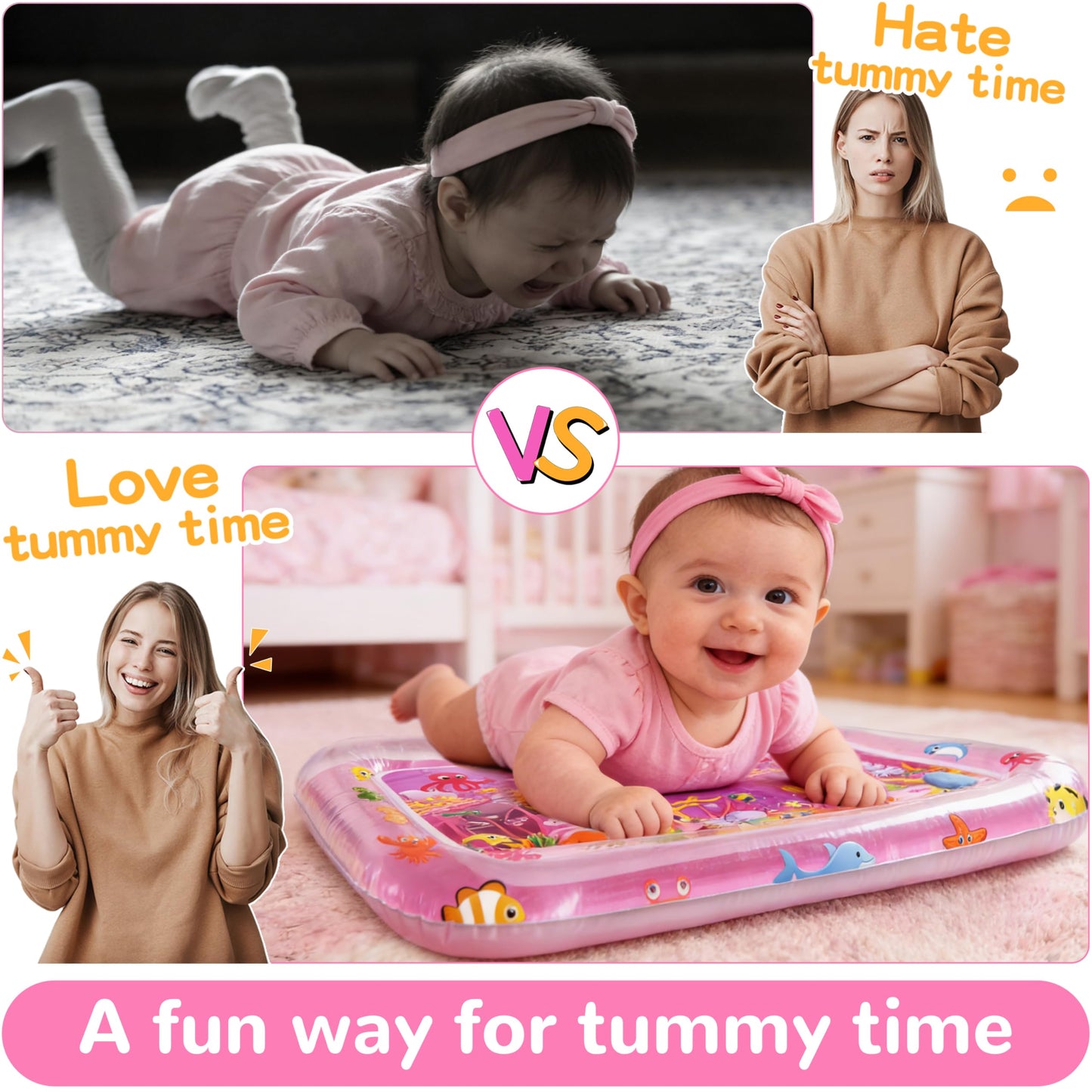 Yeeeasy Tummy Time Water Mat丨Inflatable Tummy Time Water Play Mat for Babies, Infants and Toddlers 3 to 24 Months Promote Development Toys Baby Toys essentials and Gifts