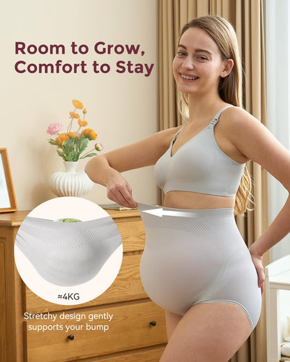 Momcozy Women's Maternity High Waist Underwear Pregnancy Soft Seamless Maternity Underwear Over Bump