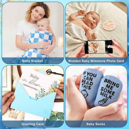 New Mom Gifts & Baby Girl Gift Set for Newborn,Baby Girl Gift Basket with Baby Milestone Blanket,Pregnancy Gifts for Expecting Mom,New Mom Care Package After Baby, Pregnancy Gifts for Women and Baby
