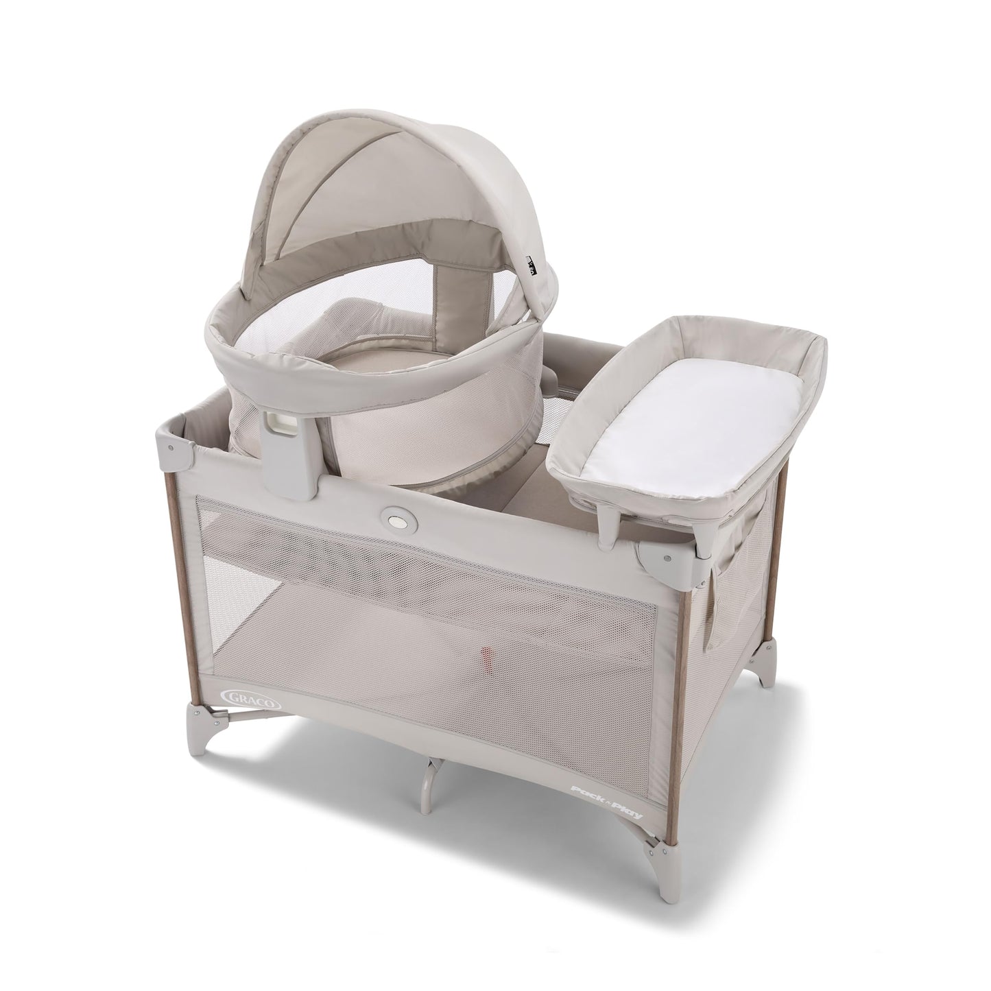 Graco® Pack n Play Dome LX Playard with Baby Bassinet Lightweight Portable Crib Push-Button Fold Travel Crib Redmond Convertible