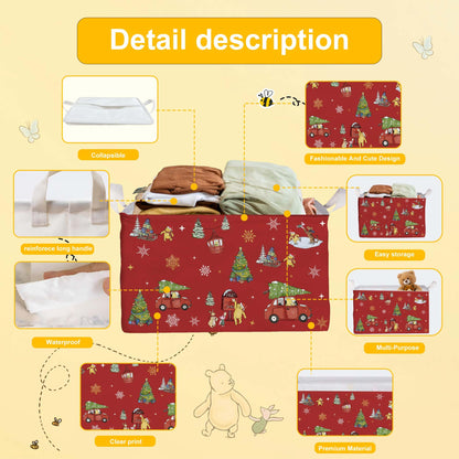 Winnie Nursery Decor, the Pooh Baby Stuff, Winnie Storage Nursery Basket, Large squarecanvas Laundry Hamper With A Waterproof PECoating, Foldable, Toys Bin, Baby Nursery HamperDecor, Star