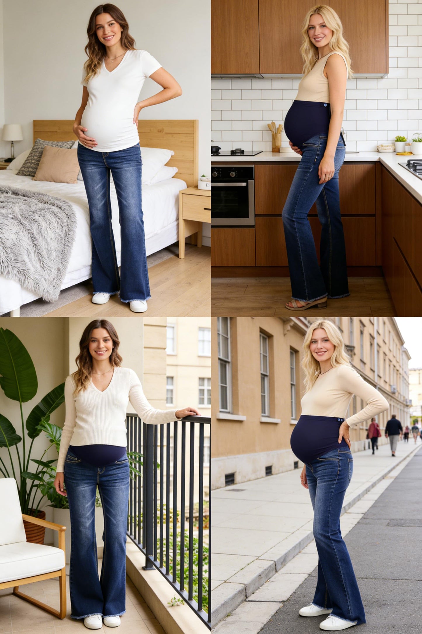 BLENCOT Maternity Jeans for Women Over Belly Pregnancy Pants Comfy Pregnant Jeans Flare Denim Jeans with Pockets