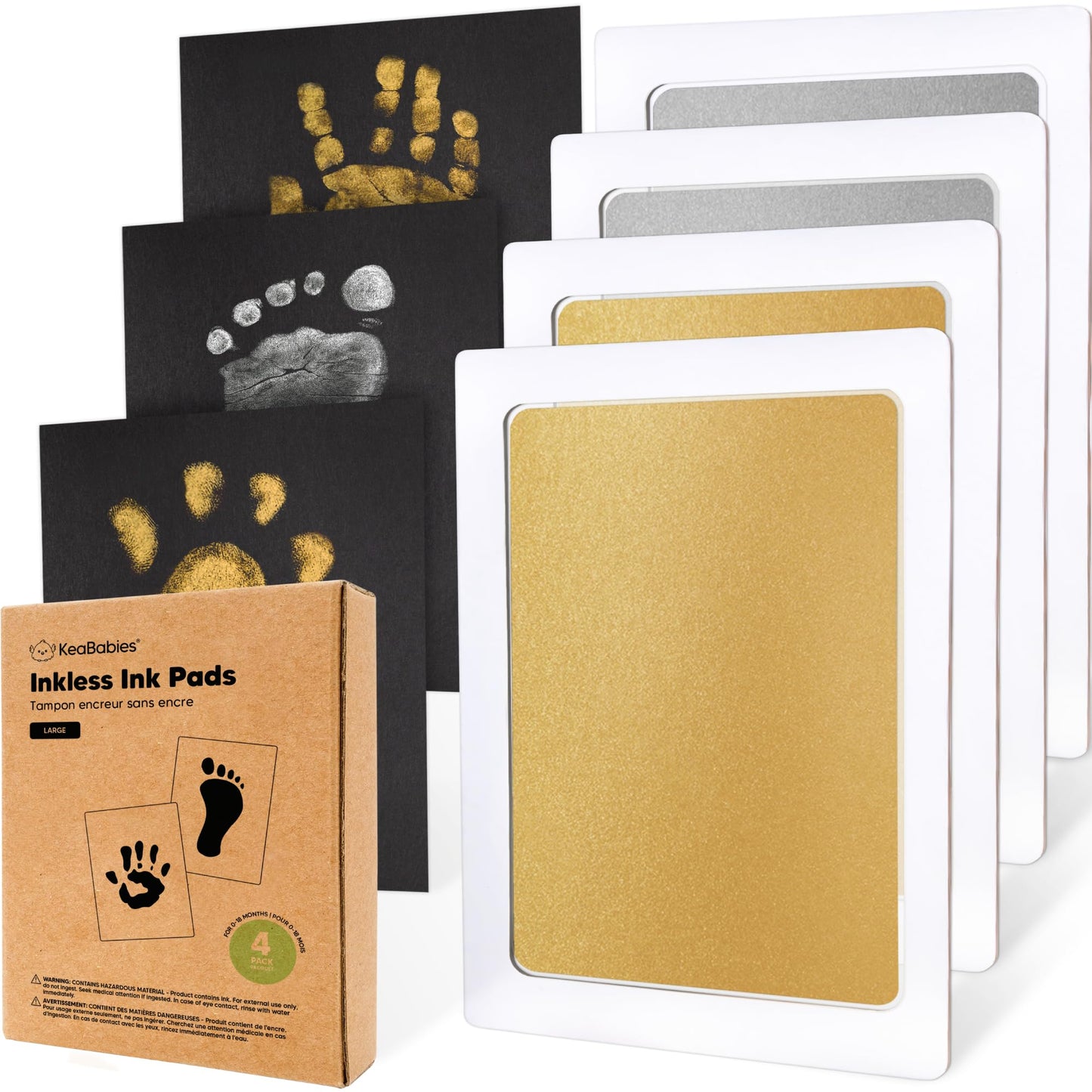 4-Pack Inkless Baby Hand and Footprint Kit - Mess Free Ink Pad for Newborn Keepsake, Dog Nose & Paw Print Kit, Clean Touch Ink Pad for Baby Hand & Footprints, First Mother's Day (Jet Black)