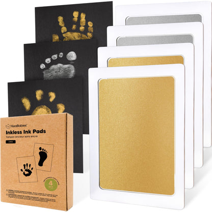 4-Pack Inkless Baby Hand and Footprint Kit - Mess Free Ink Pad for Newborn Keepsake, Dog Nose & Paw Print Kit, Clean Touch Ink Pad for Baby Hand & Footprints, First Mother's Day (Jet Black)