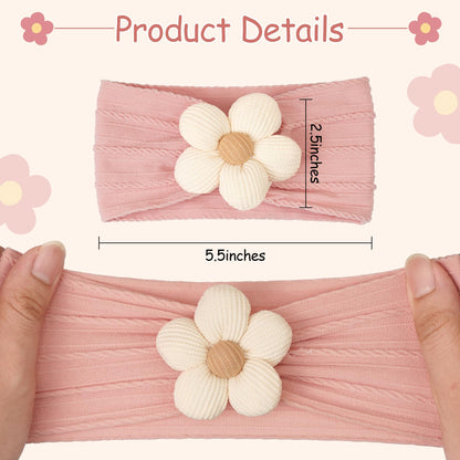 CÉLLOT 5 Pcs Baby Flower Headbands Baby Girls Nylon Headbands Soft Hairbands Hair Accessories for Newborn Infant Toddler Kids