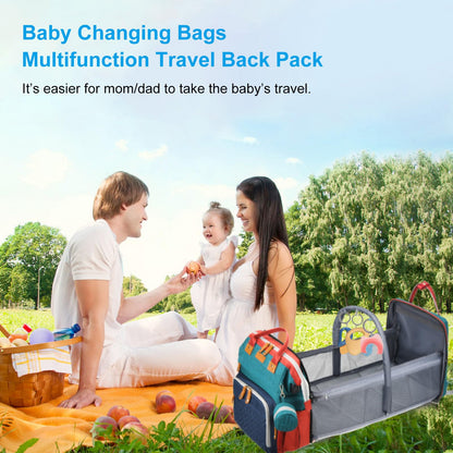Jeryswet Baby Diaper Bags with Changing Station, Waterproof Large Capacity Diaper Bag Backpack for Moms Dads with USB Charging Port and Stroller Straps, Baby Shower Gifts, Grey