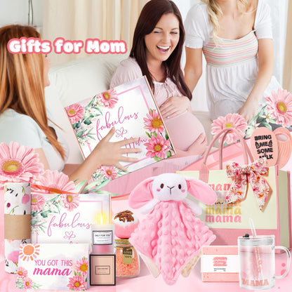 New Mom Gifts & Baby Girl Gift Set for Newborn,Baby Girl Gift Basket with Baby Milestone Blanket,Pregnancy Gifts for Expecting Mom,New Mom Care Package After Baby, Pregnancy Gifts for Women and Baby
