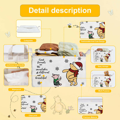 Winnie Nursery Decor, the Pooh Baby Stuff, Winnie Storage Nursery Basket, Large squarecanvas Laundry Hamper With A Waterproof PECoating, Foldable, Toys Bin, Baby Nursery HamperDecor, Star