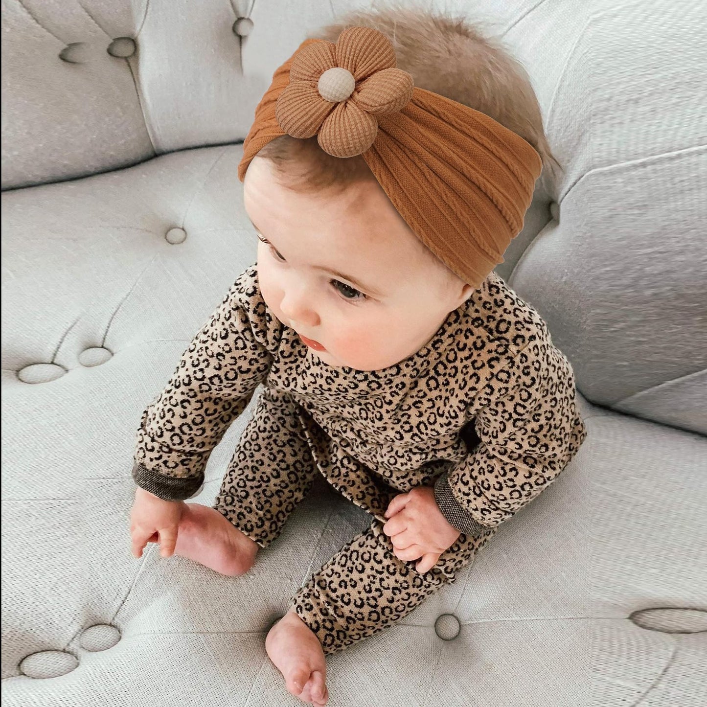 CÉLLOT 5 Pcs Baby Flower Headbands Baby Girls Nylon Headbands Soft Hairbands Hair Accessories for Newborn Infant Toddler Kids