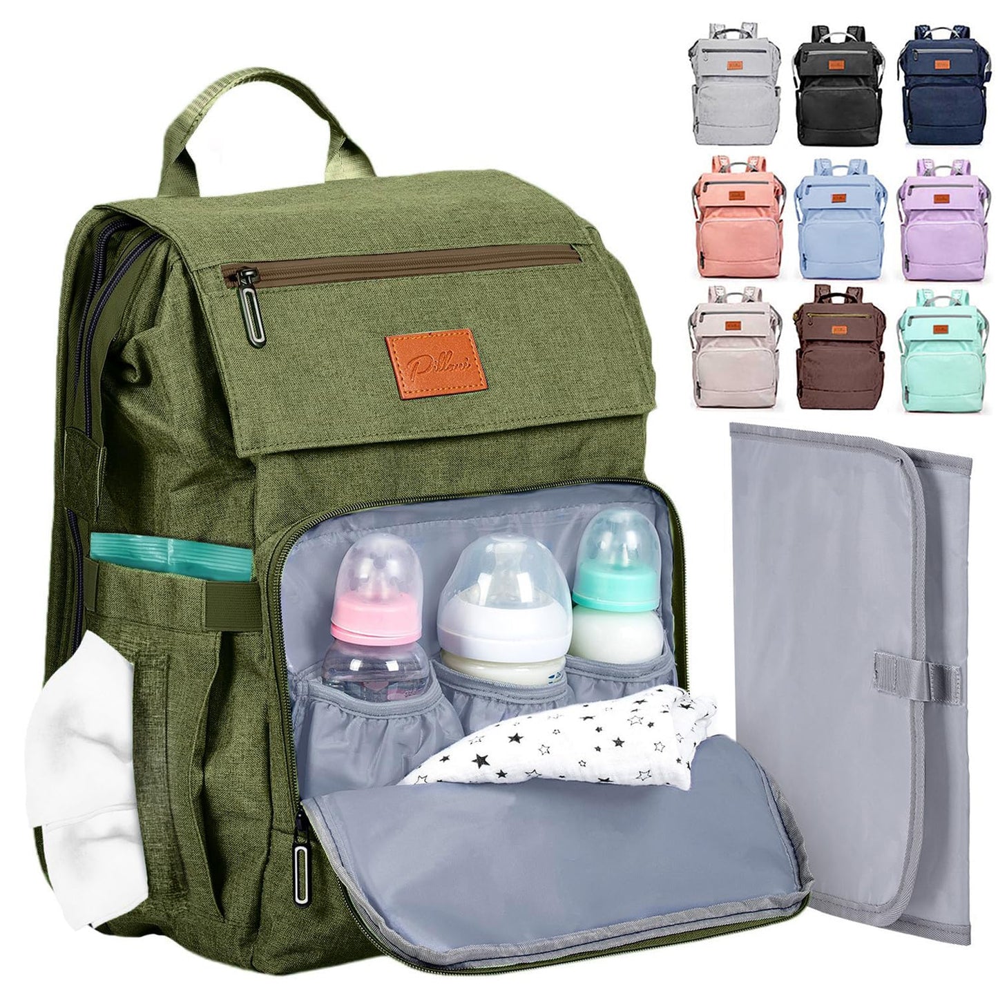 PILLANI Baby Diaper Bag Backpack - Baby Bag for Girls & Boys, Large Waterproof Toddler Diaper Backpack - Baby Shower Gifts & Registry Must Haves - Travel Diaper Bags with Changing Pad - Newborn Stuff