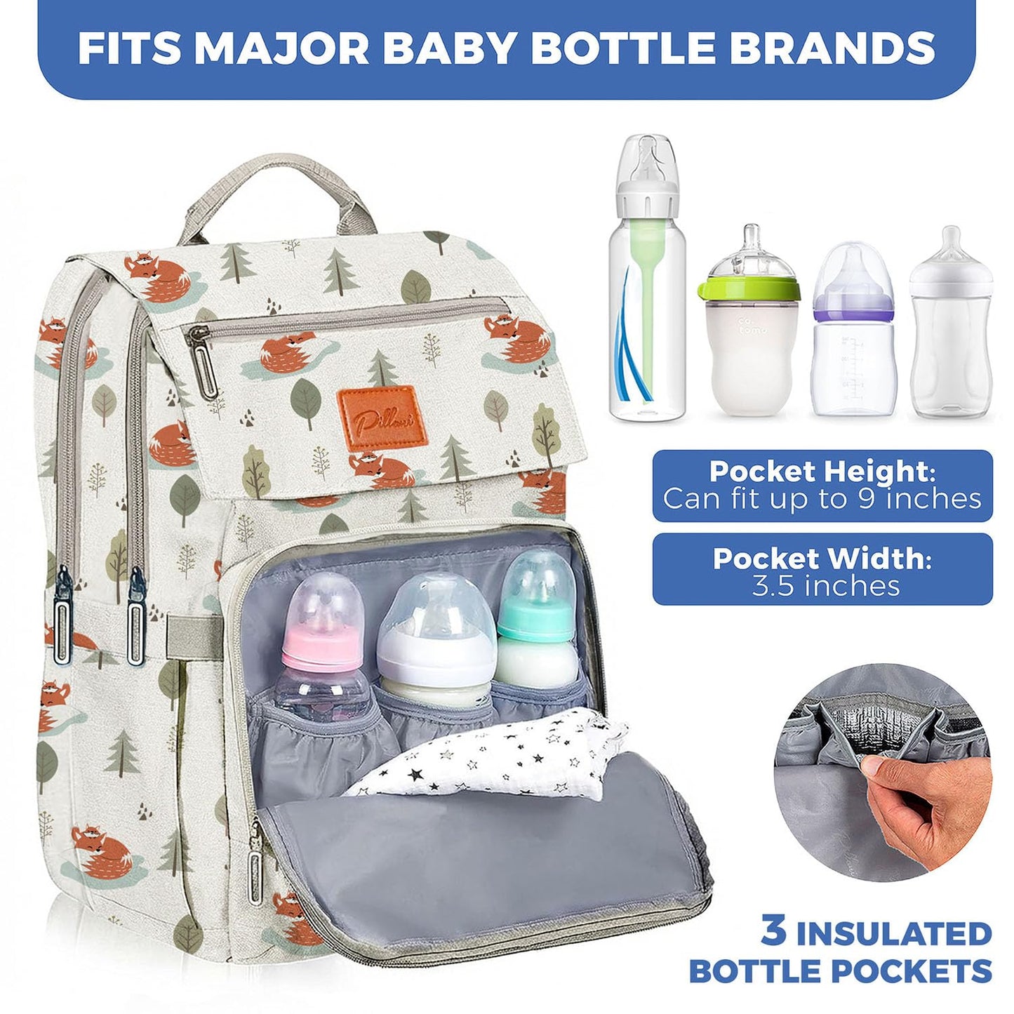 PILLANI Baby Diaper Bag Backpack - Baby Bag for Girls & Boys, Large Waterproof Toddler Diaper Backpack - Baby Shower Gifts & Registry Must Haves - Travel Diaper Bags with Changing Pad - Newborn Stuff