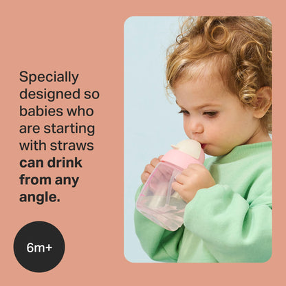 Tommee Tippee Transition Baby Sippy Cup With Spout, Ages 4 Months and Up, 5 oz, Leak-Proof Silicone Spout, Easy Grip Handles, Pink, Pack of 2