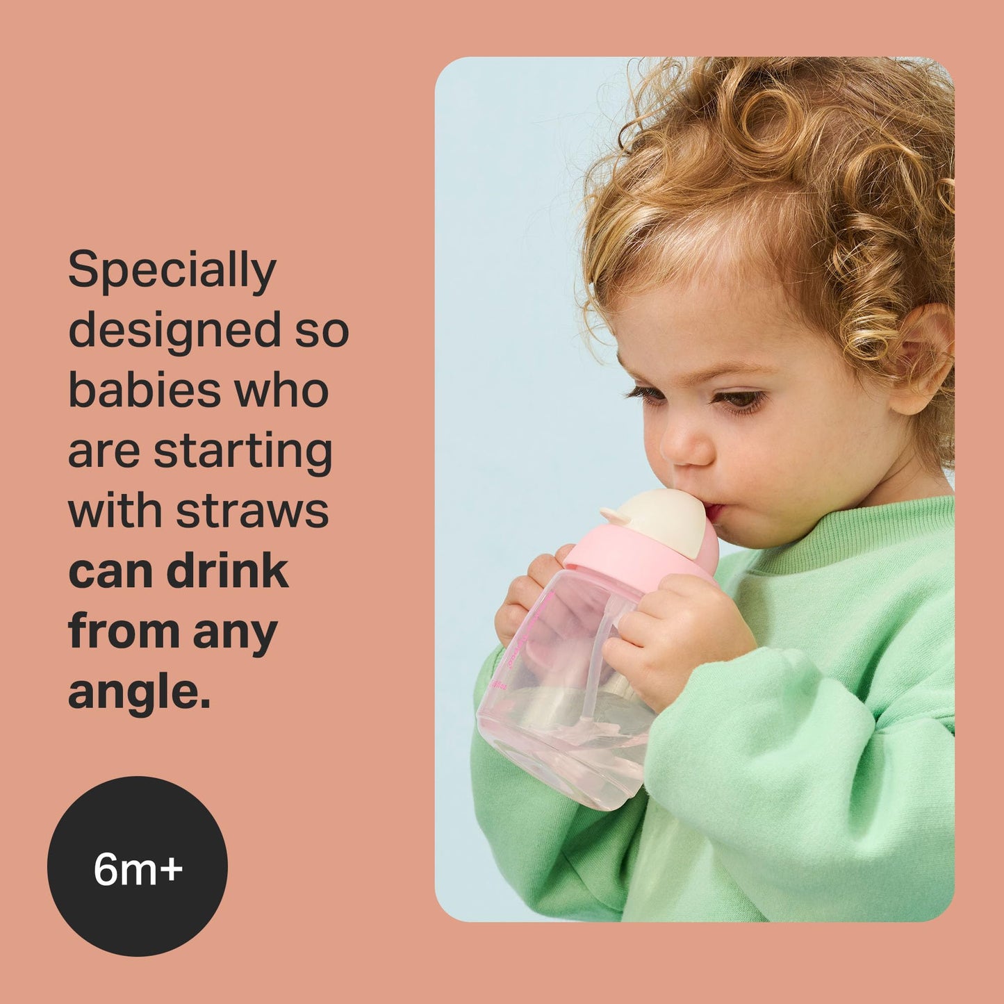 Tommee Tippee Transition Baby Sippy Cup With Spout, Ages 4 Months and Up, 5 oz, Leak-Proof Silicone Spout, Easy Grip Handles, Pink, Pack of 2