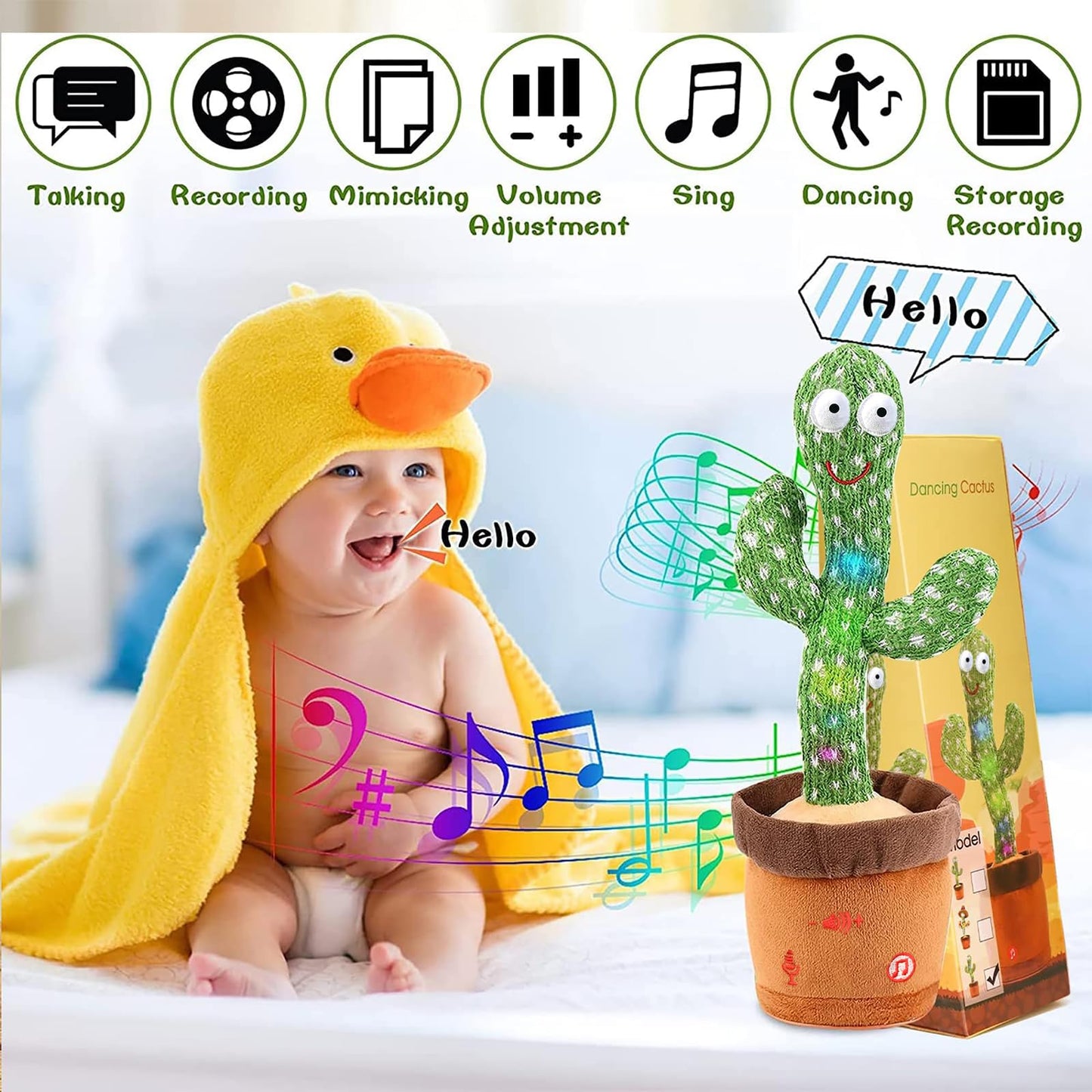 Emoin Dancing Talking Giraffe Baby Toy, Adjustable Volume Baby Giraffe Toys Singing 10 Children's Songs Singing Mimicking Recording Repeating What You Say for Toddlers