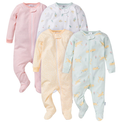 Gerber Baby-Girls 4 Pack Sleep 'N Play Footie
