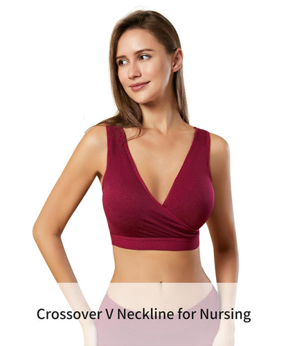 HBselect Nursing Bras for Breastfeeding, Maternity Nursing Sleep Bra Wireless Pregnancy Sleep Bralette 3/5 Pack