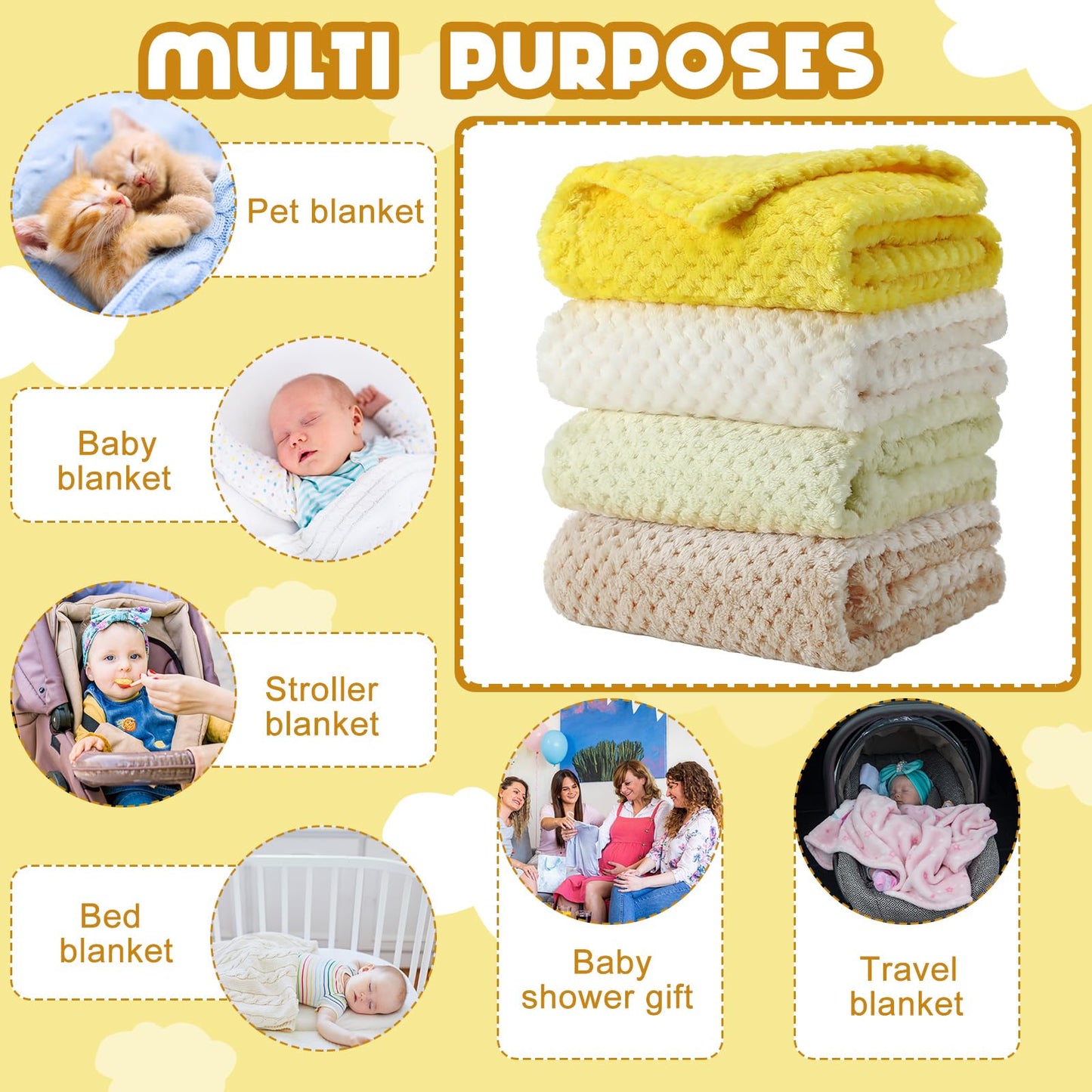 Frienda 4 Pcs Baby Fuzzy Blanket Fluffy Baby Blanket for Boys Girls Soft Warm Infant Newborn Toddler Receiving Nursery Bed Supplies, 32 x 24 Inch(Pink Color)