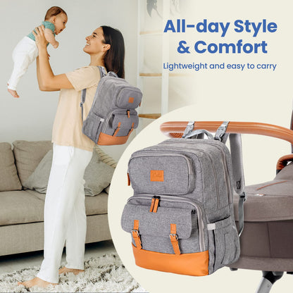 PILLANI Baby Diaper Bag Backpack - Baby Bag for Girls & Boys, Large Waterproof Toddler Diaper Backpack - Baby Shower Gifts & Registry Must Haves - Travel Diaper Bags with Changing Pad - Newborn Stuff