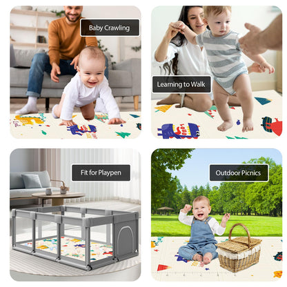 XVISHX Baby Play Mat, 50 x 50 Inch Play Mat Perfect for Use Baby Playpen, Foldable Baby Foam Playmat for Floor, Portable Waterproof Activity PlayMats for Babies, Infants and Toddlers