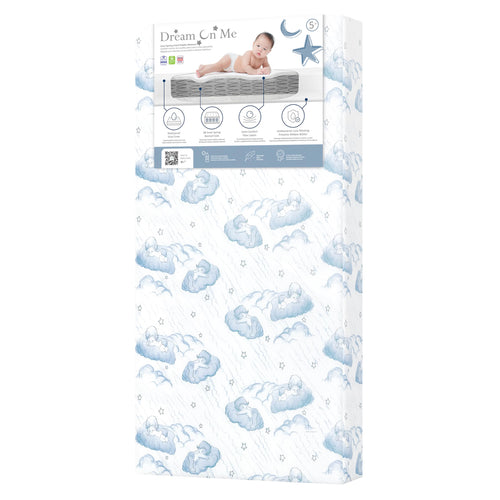 Dream On Me Twilight 5” 88 Coil Inner Spring Crib & Toddler Mattress – Brown Cloud, Greenguard Gold & BSA Certified, Waterproof & Stain-Resistant Cover, Fits Standard Full-Size Cribs & Toddler Beds