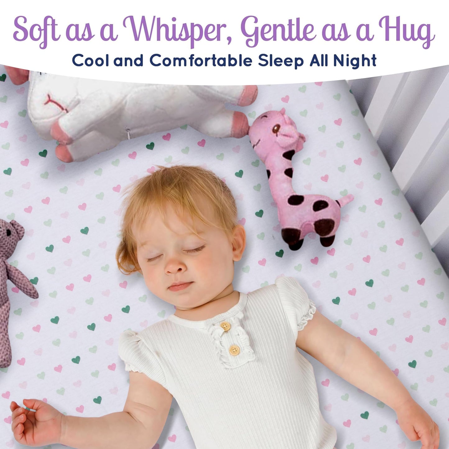GROW WILD Unicorns & Rainbows Fitted Crib Sheets Girl (3 Pack) - Soft Jersey Cotton Fitted Sheet, Toddler Bed Mattress & Baby Crib Bedding Set for Girls, Baby Girl Nursery Crib - Pink, Purple & White