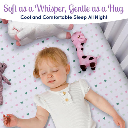 GROW WILD Unicorns & Rainbows Fitted Crib Sheets Girl (3 Pack) - Soft Jersey Cotton Fitted Sheet, Toddler Bed Mattress & Baby Crib Bedding Set for Girls, Baby Girl Nursery Crib - Pink, Purple & White