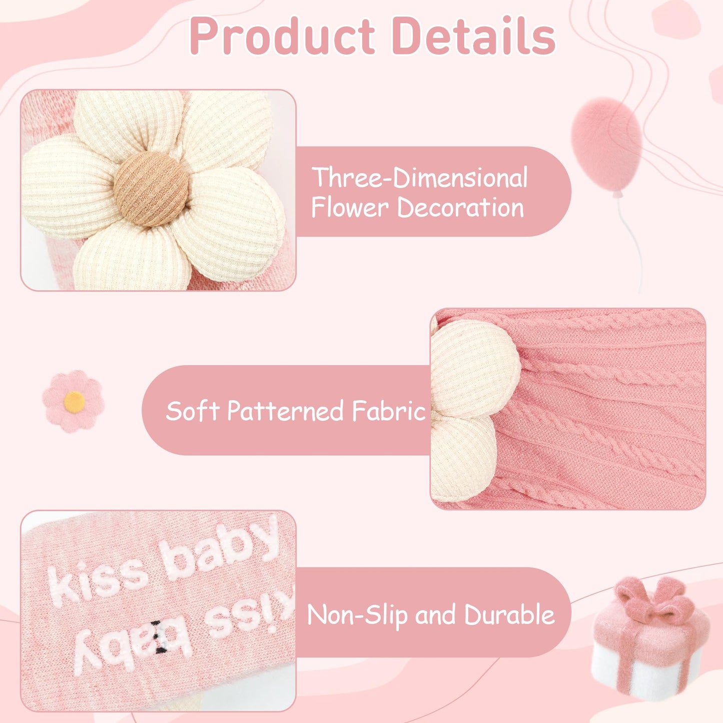 CÉLLOT 5 Pcs Baby Flower Headbands Baby Girls Nylon Headbands Soft Hairbands Hair Accessories for Newborn Infant Toddler Kids